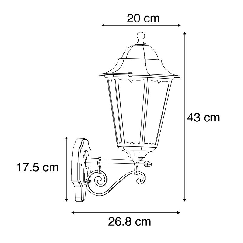 Klassieke buiten wandlamp zwart IP44 - Havana Up