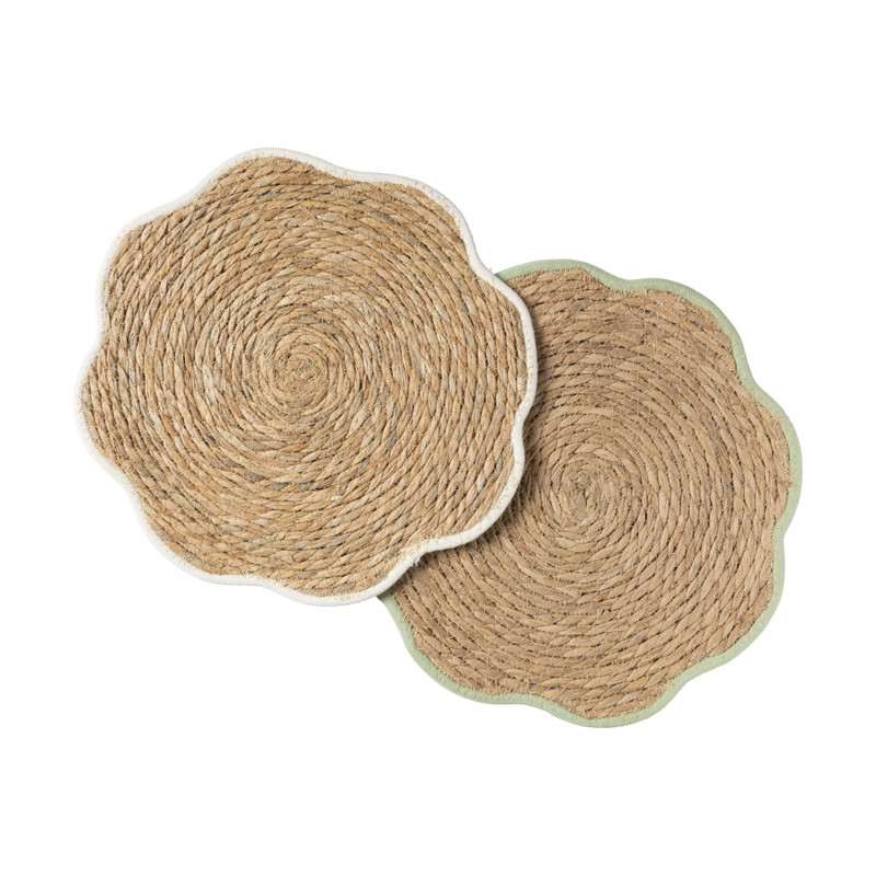 Placemat bloem wit - zeegras - ø38 cm