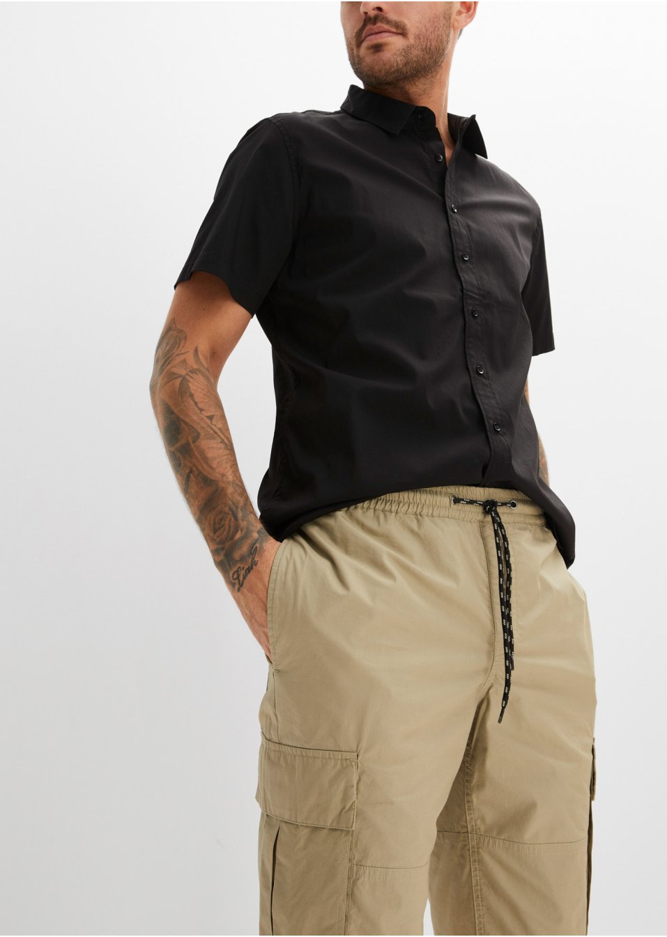 Bermuda cargo confort pour le ventre avec taille extensible, Regular Fit
