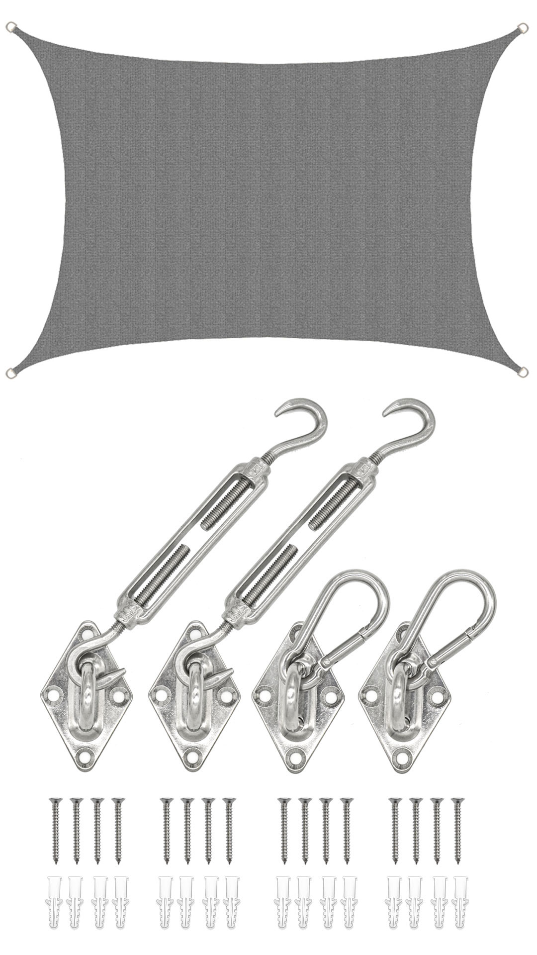 AMANKA 3 x 4 Luchtdoorlatend UV schaduwdoek - Grey