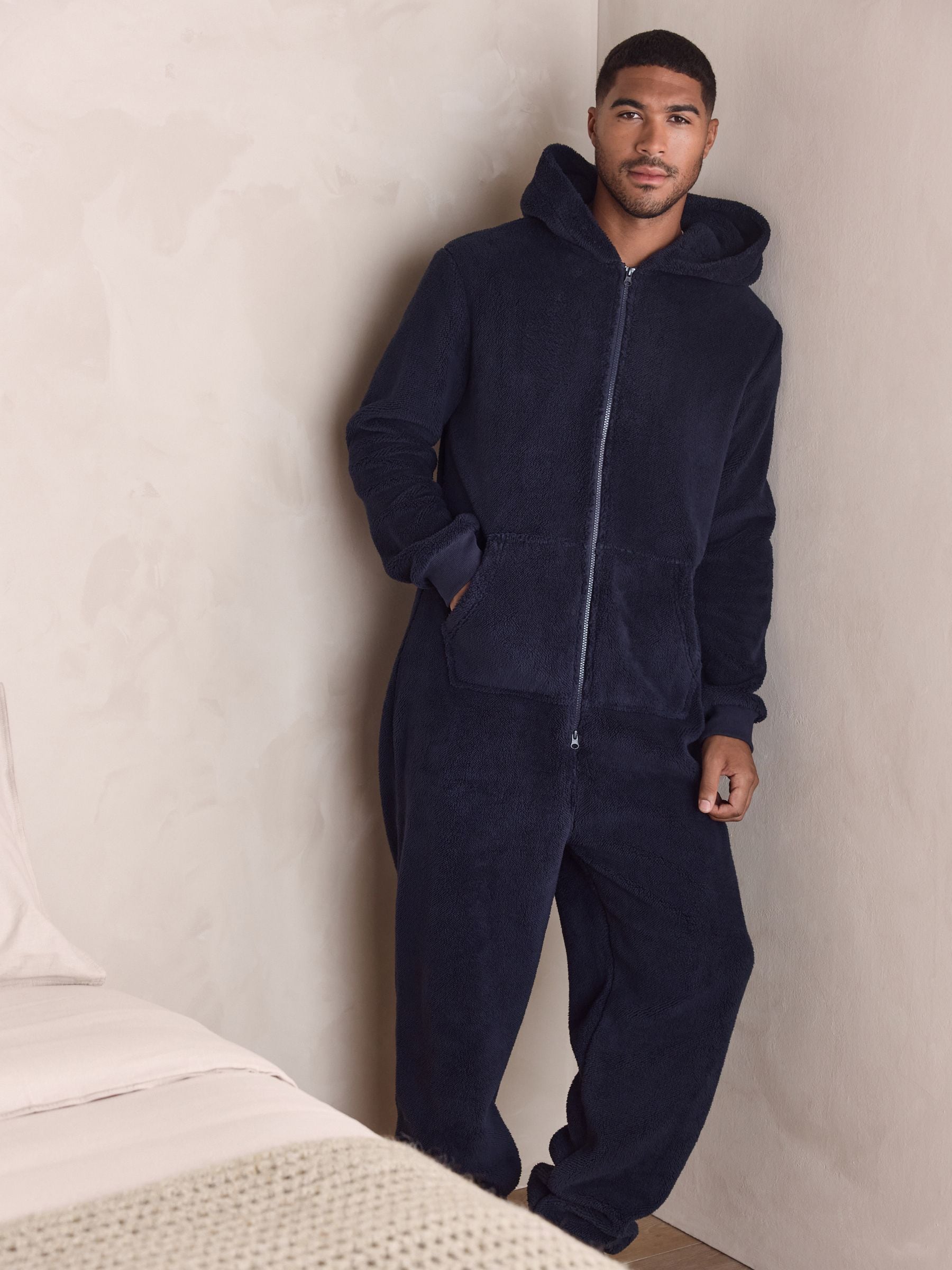 Donkerblauw - Borg Fleece Onesie
