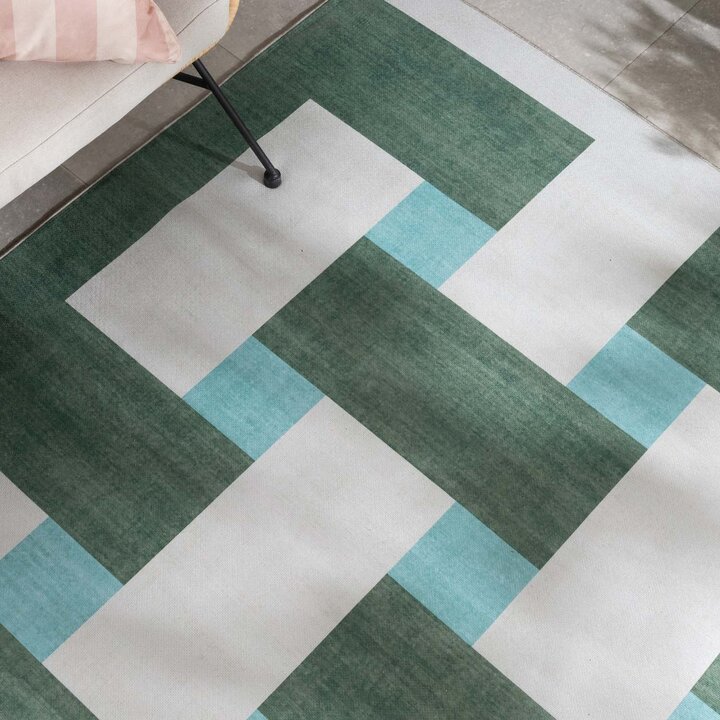 Retro binnen- & buitenvloerkleed - Pop Lines Groen