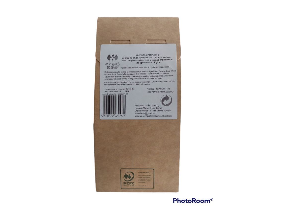 INFUSÃO ERVAS DA ZOÉ HORTELÃ PIMENTA BIO 30 G