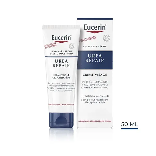 Creme facial Eucerin UreaRepair com 5% de ureia para pele seca, 50ml