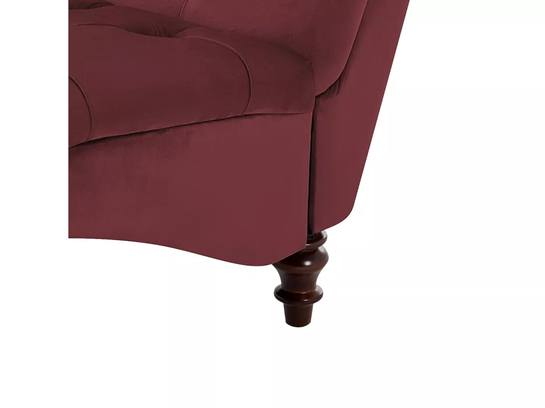 Chaise longue en velours bordeaux MURET