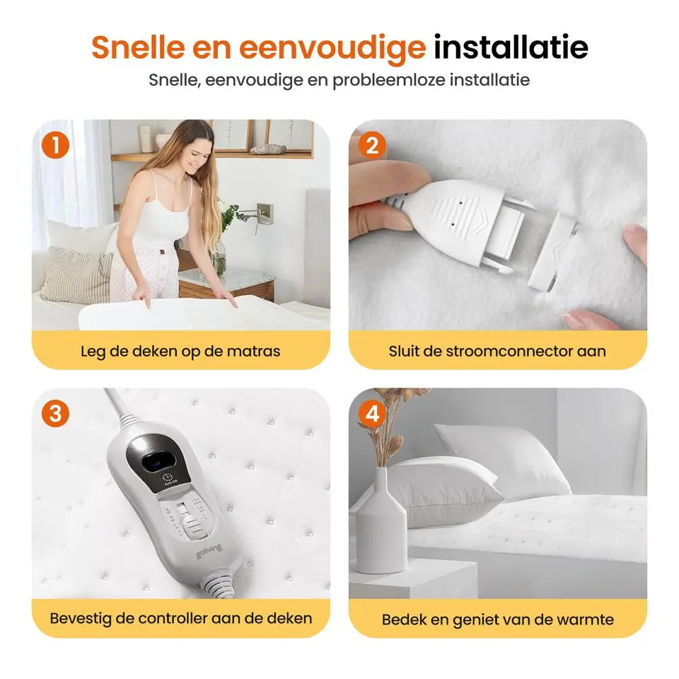 Goliving Elektrische Onderdeken - 2-Persoons - Warmtedeken - Elektrische Deken