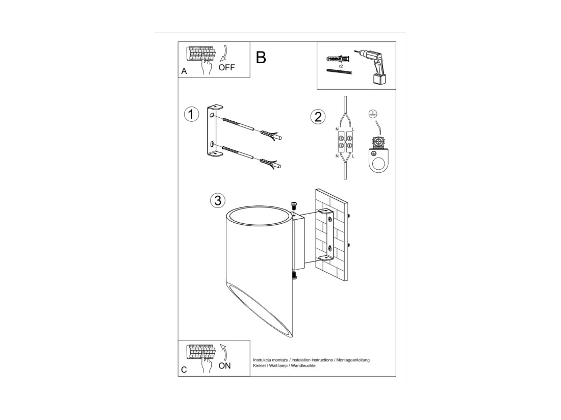 Sollux PENNE 1 Applique Murale Light Up Down Blanc, G9