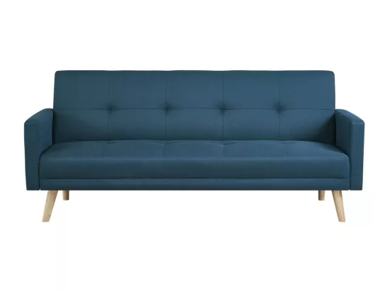 Canapé scandinave convertible 3 places tissu bleu canard WOODEN