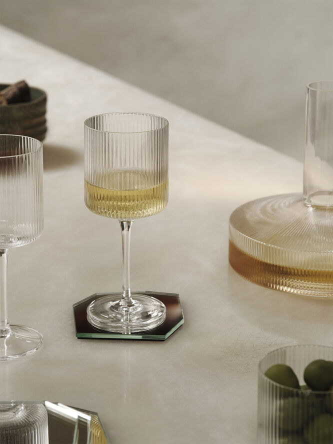 ferm LIVING Ripple White Wine Glasses - Set of Clear