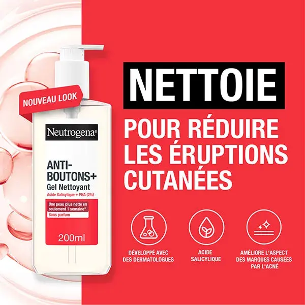 Neutrogena Anti-Boutons + Gel Nettoyant Visage Peaux à Tendance Acnéique 200ml