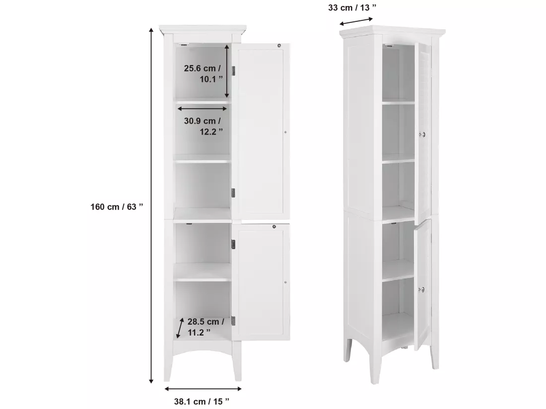 Armoire de rangement colonne salle de bain blanc Ethan Teamson Home