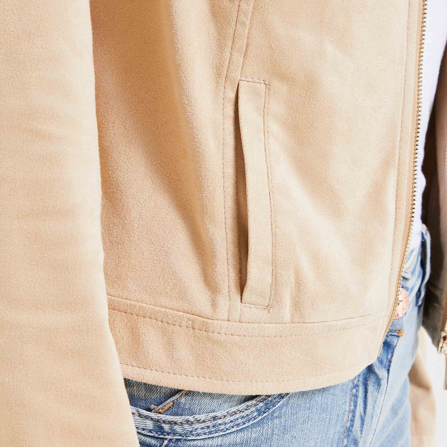 Blouson zippé en suédine