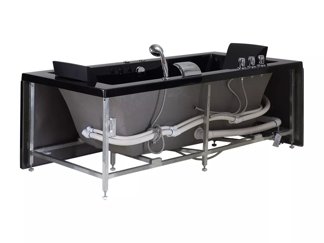 Baignoire balnéo angle droite noire 183 x 90 cm VARADERO