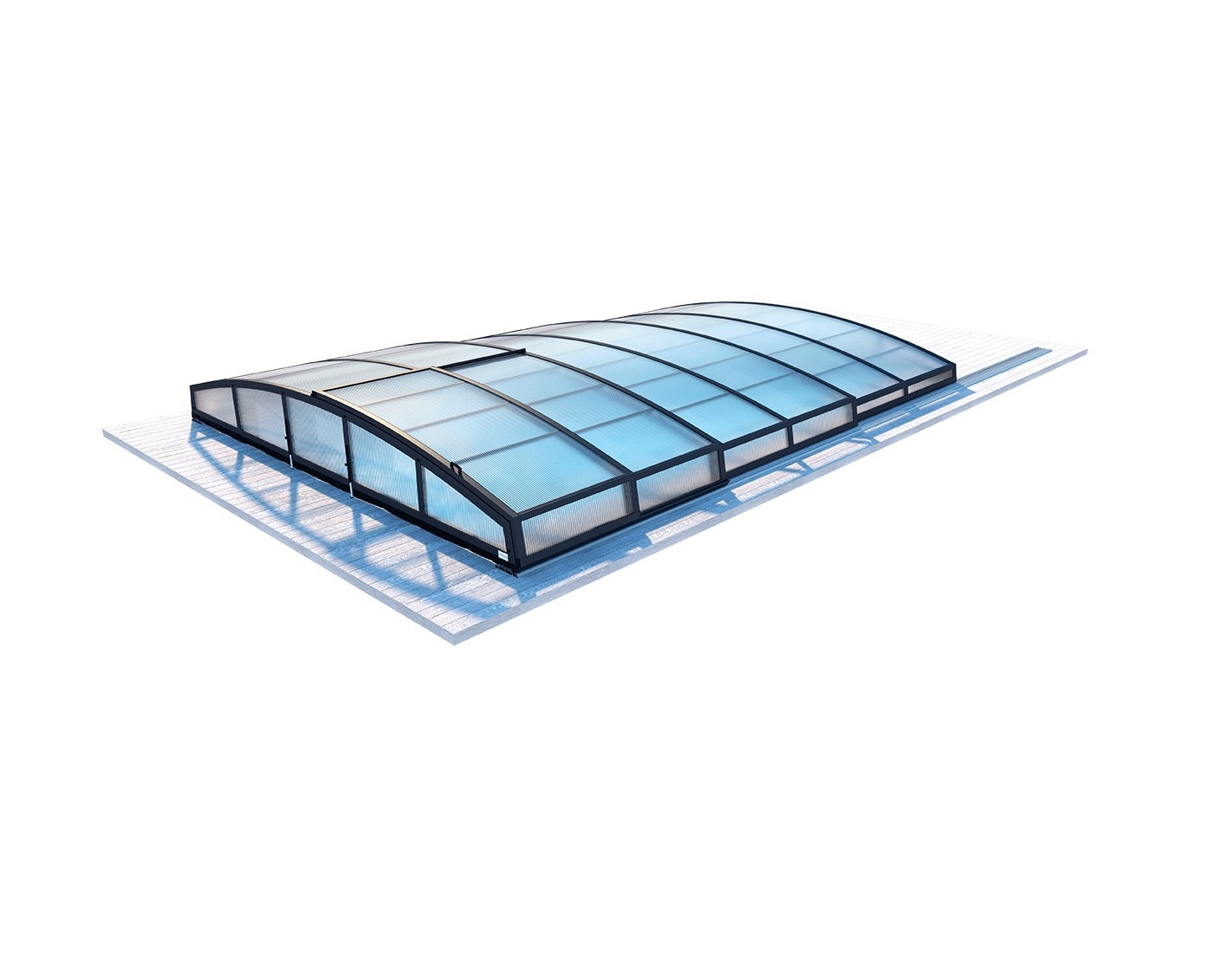 Abri de piscine skyline pour les modèles 7,20x4,20 m - bas58, bas758 - polycarbonate alvéolaire 8 mm - couleur ral7016 graphite