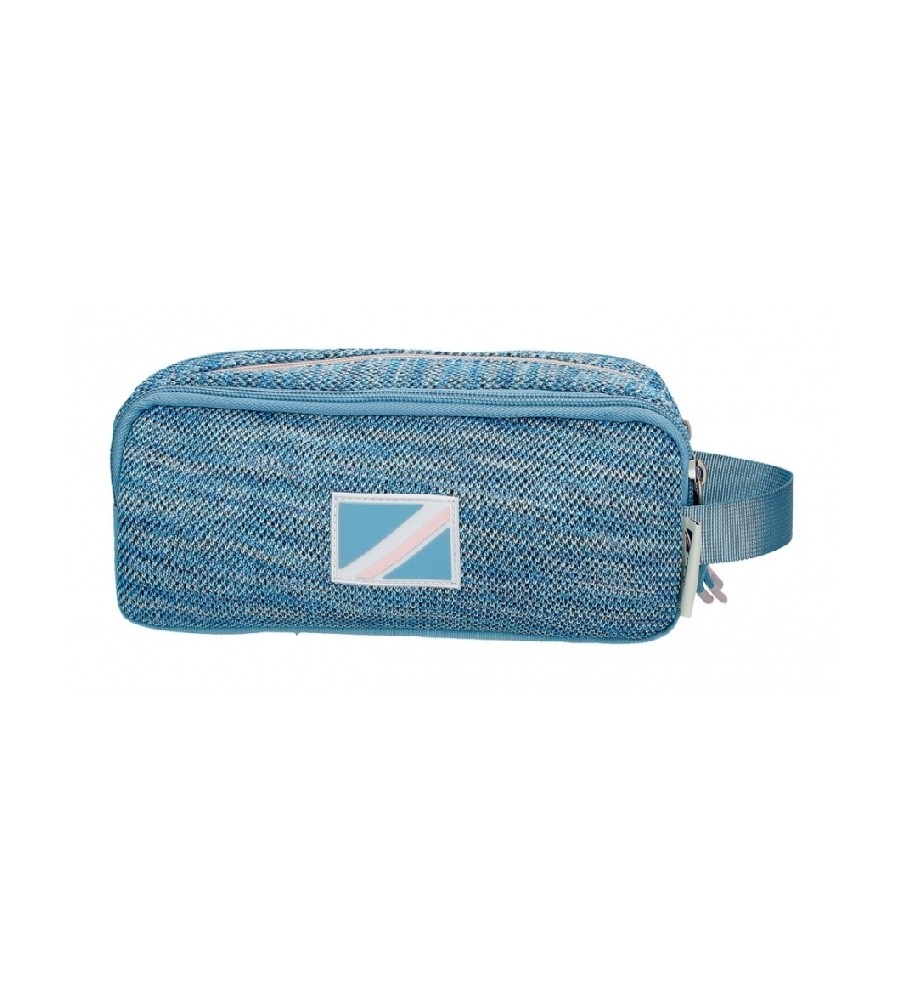 Estojo para lápis Pepe Jeans Lena com três zíperes, azul