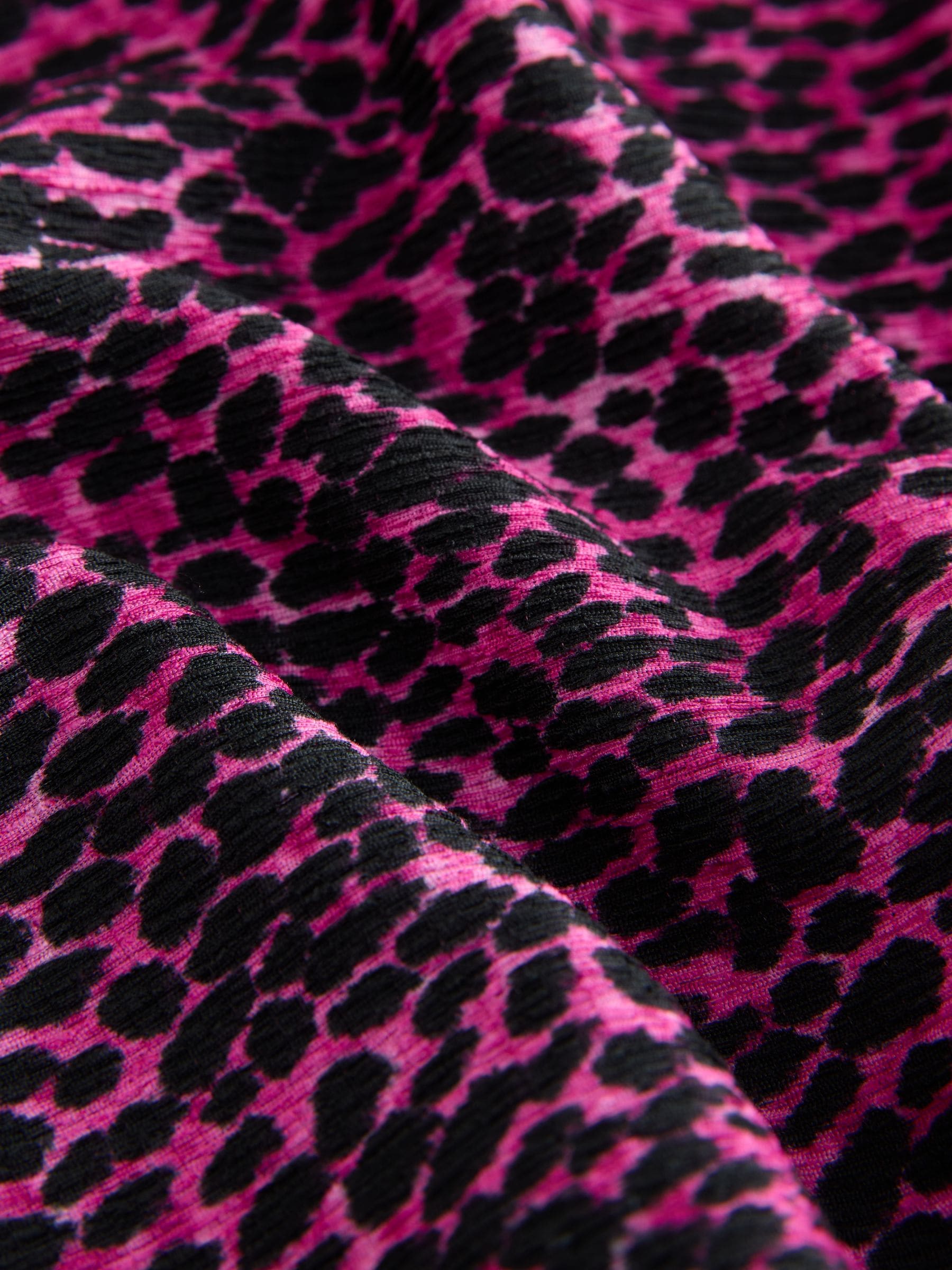 Roze met luipaardprint - Mini-jurk met textuur, gedrapeerde strik aan de voorkant