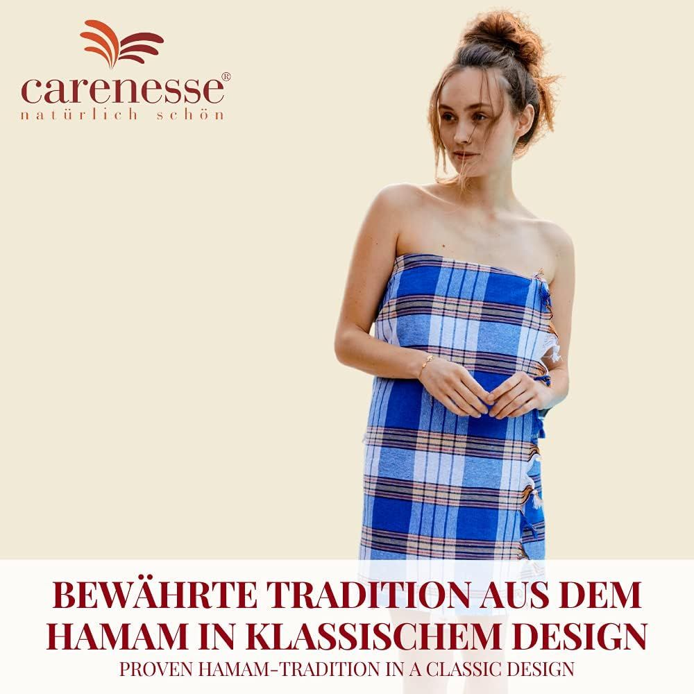 Carenesse Hamamtuch Classic  Doppelpack Karo blau, 80 x 170 cm