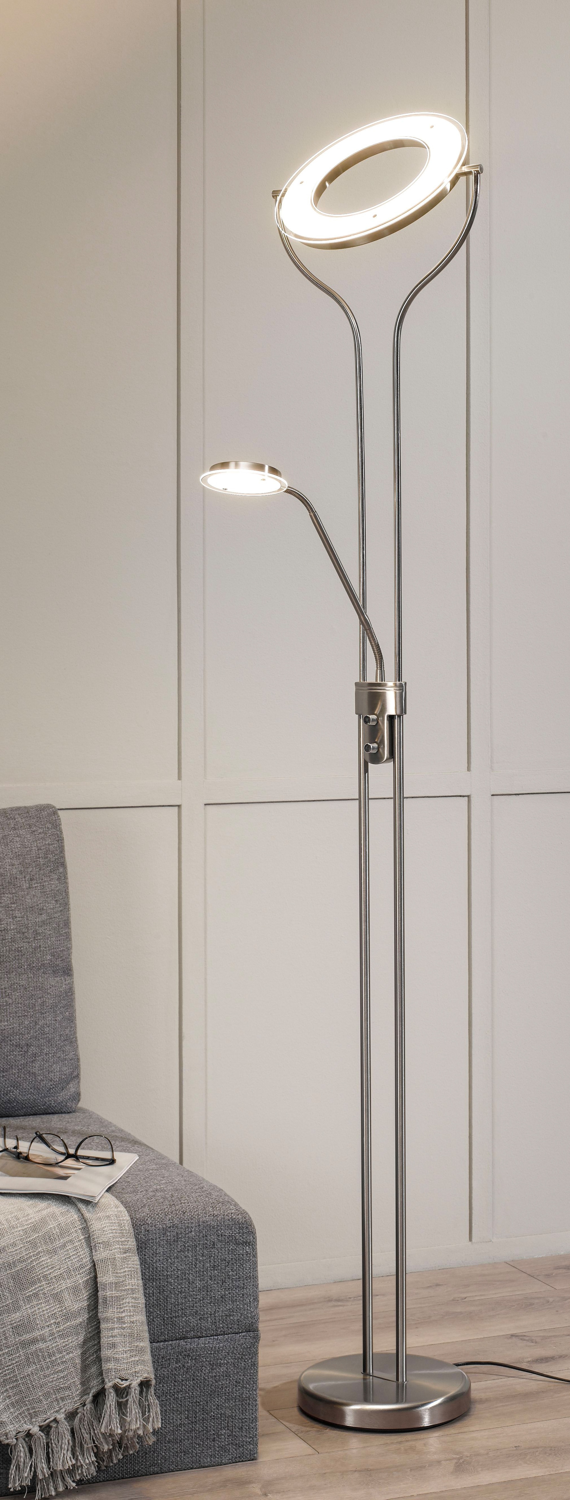 casaNOVA LED Deckenfluter mit Leselampe SEATTLE II nickelfarbig