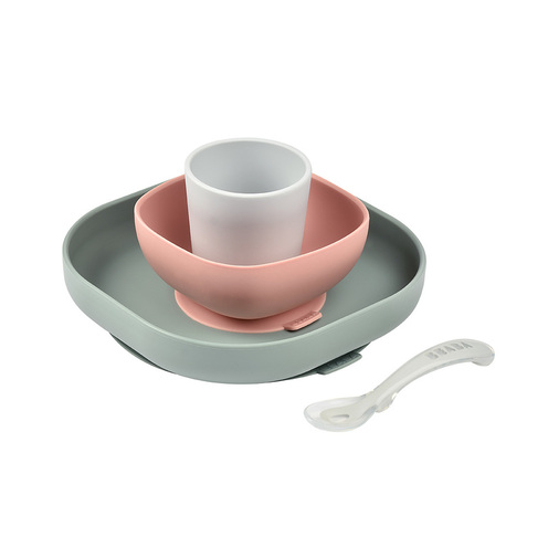Coffret repas silicone 4 pièces Eucalyptus - BEABA
