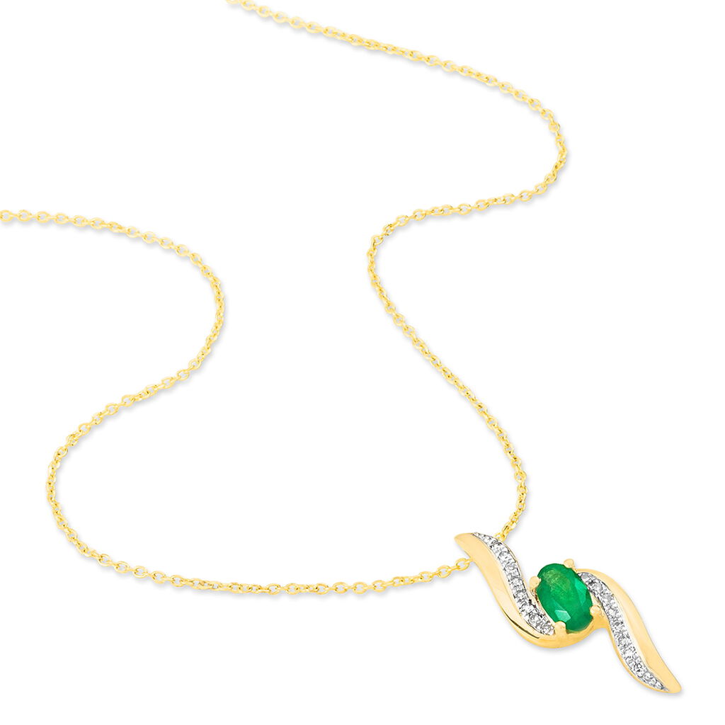 Collier Or Jaune Emeraude Et Diamant