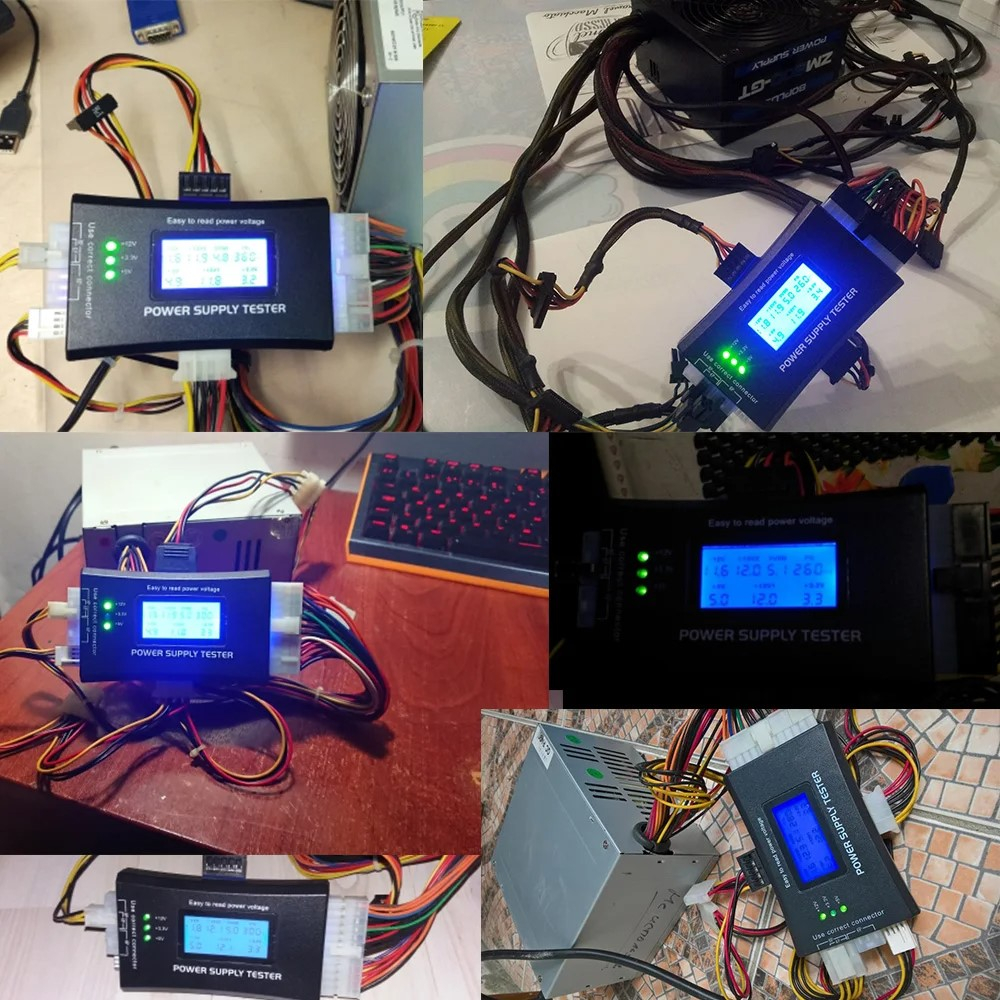 Digitaler PC Netzteil Spannungstester   LCD Display mit 20/24-pol. für ATX / mATX / mini-ATX / ITX (inkl. Warnsignal)