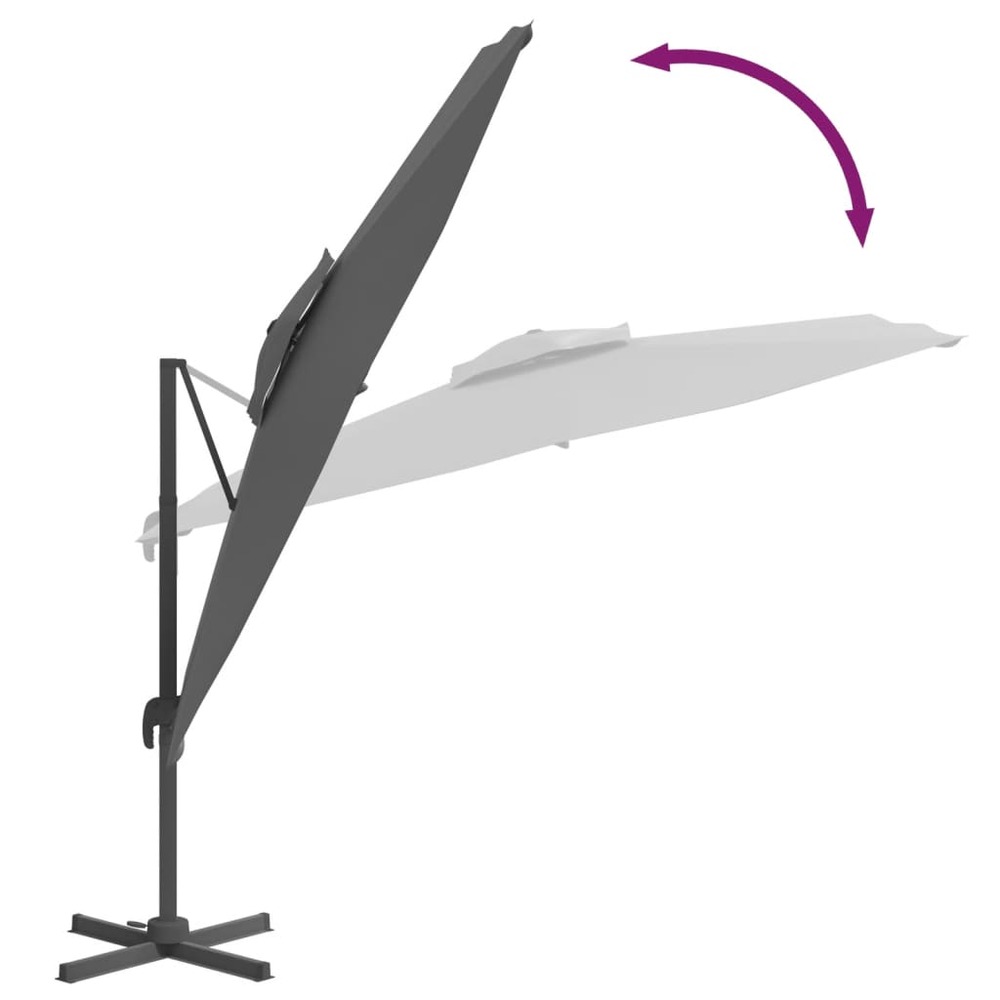 Parasol meuble de jardin cantilever à double toit 300 x 300 cm anthracite