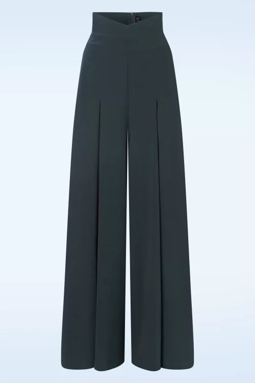 Vixen Wide leg suspender pantalon in donkergrijs