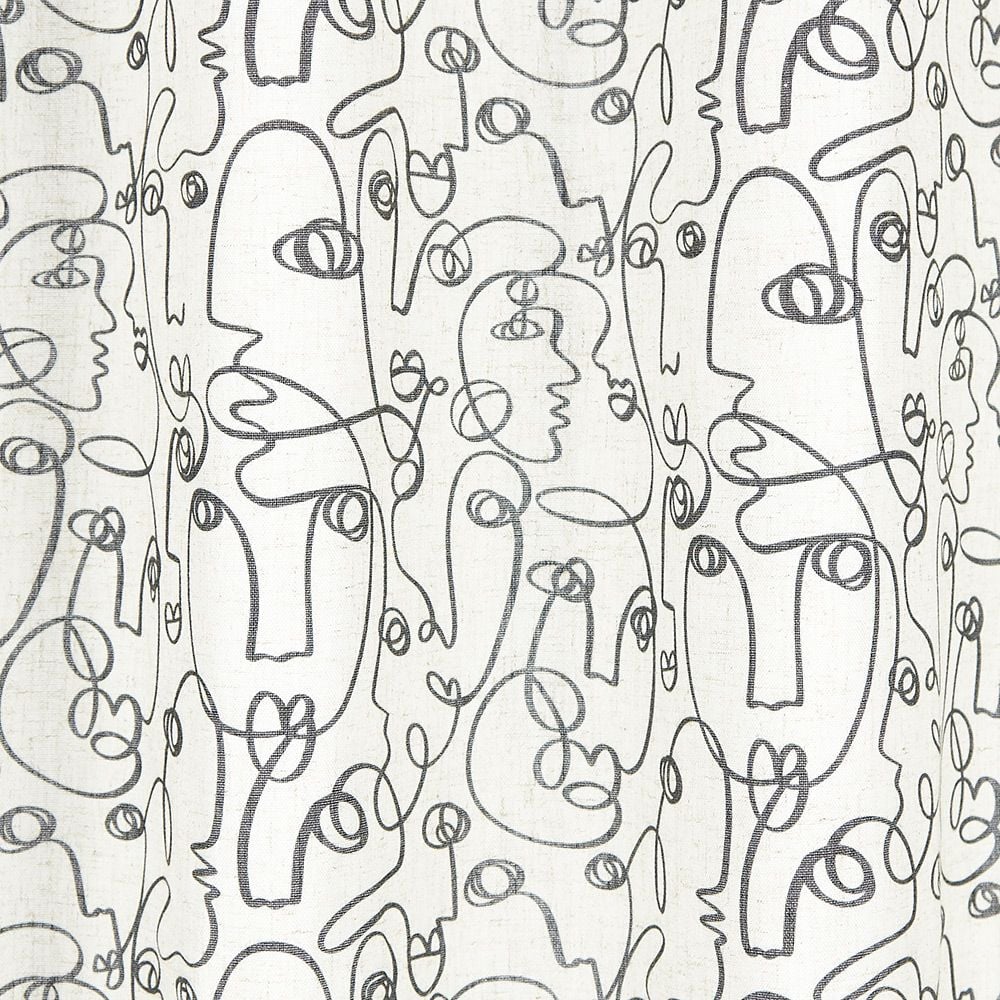 Rideau beige imprimé visage lin et polyester 140x240cm