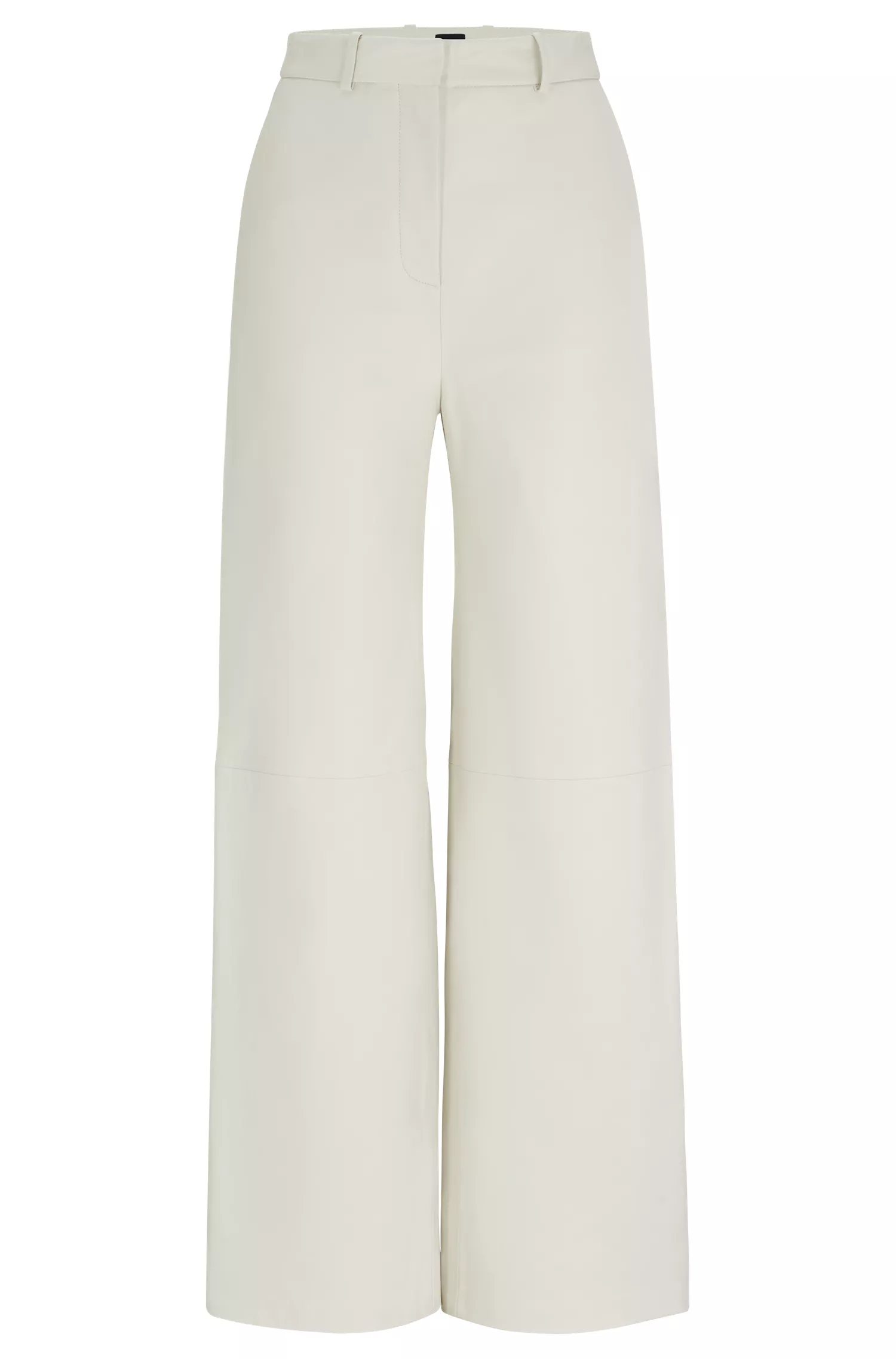 Calça de couro BOSS preta, corte regular e pernas largas.