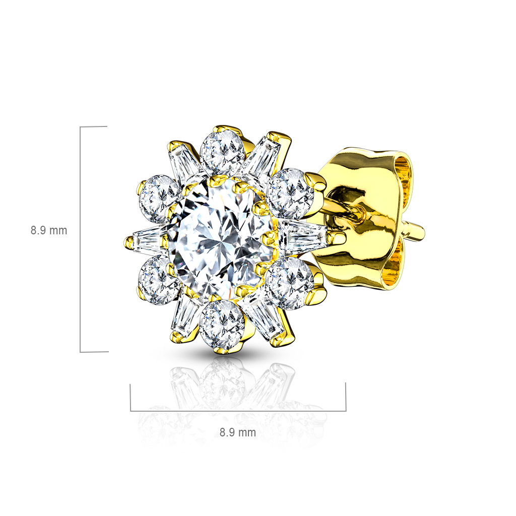 (1 Paar) 925er Echtsilber Ohrringe Ohrstecker Dahlienblume mit Strass - Silber