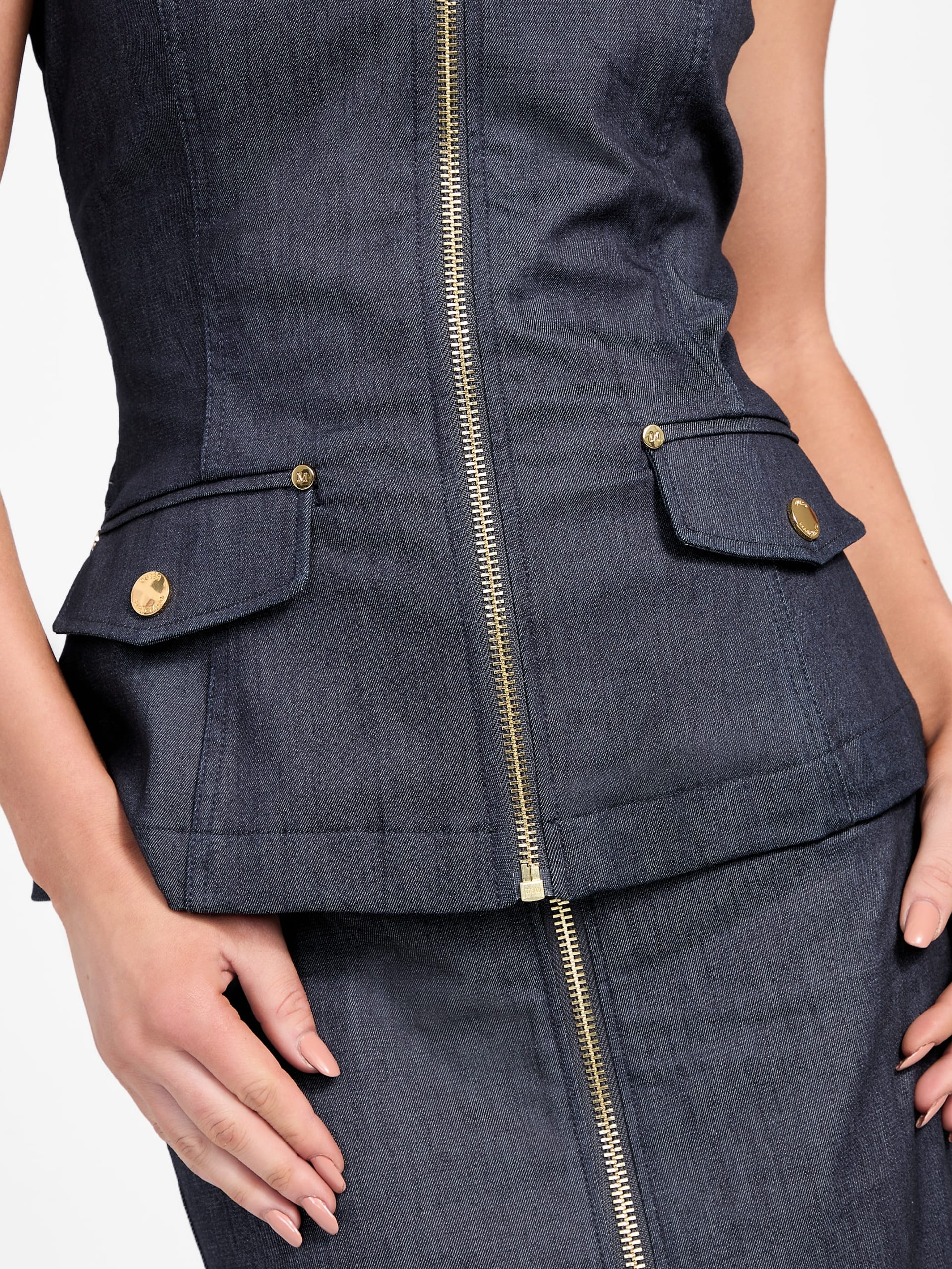 Top corset jeans com zíper