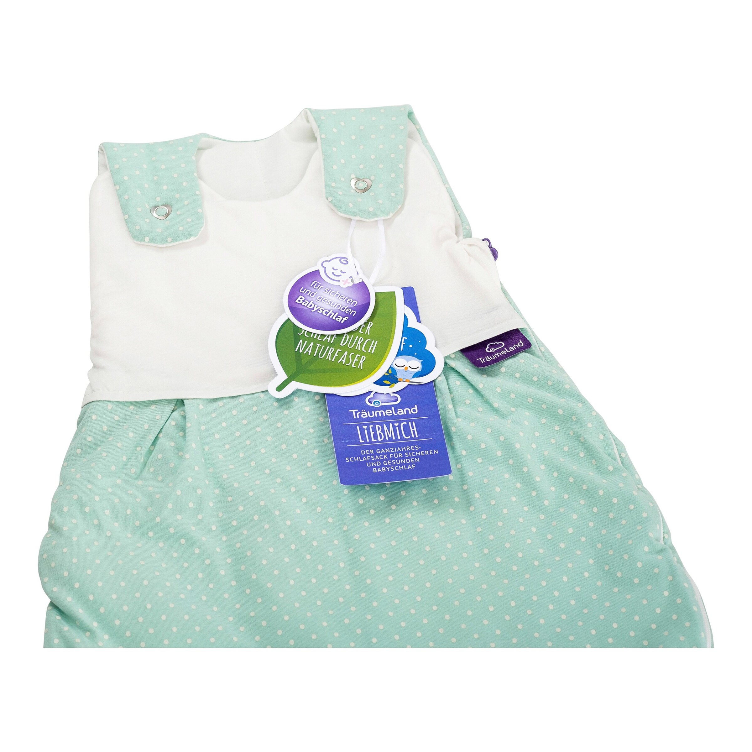 Träumeland Ganzjahresschlafsack Liebmich 2.5 TOG Pünktchen / mint