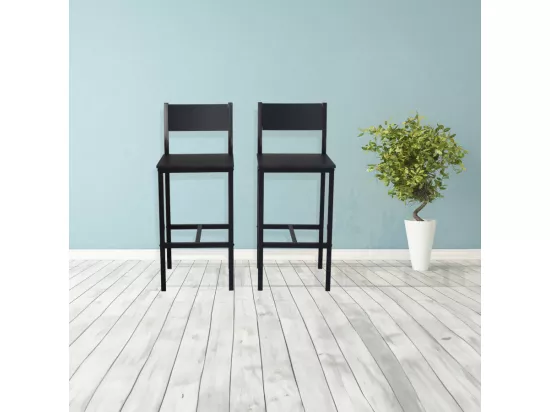 Lot de 2 tabourets noirs modernes et confortables, hauteur d'assise 67 cm, mod. LIGNANO par Yelloo