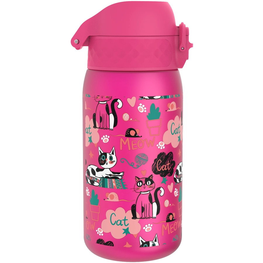 ion8 Kindertrinkflasche auslaufsicher 350 ml Katzen  pink