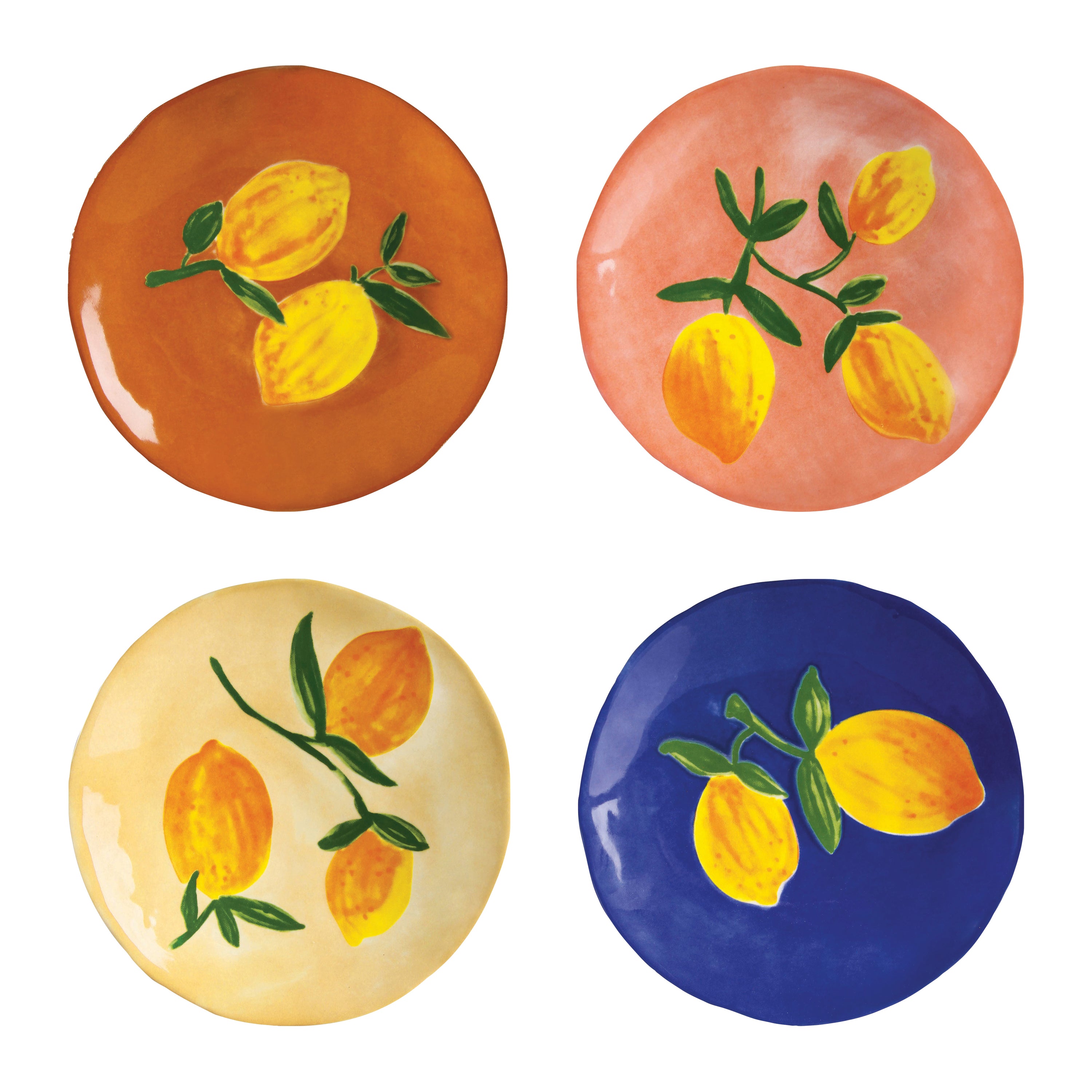 &k amsterdam Lemon Full Colour Bord Ã 16 cm - Set van 4