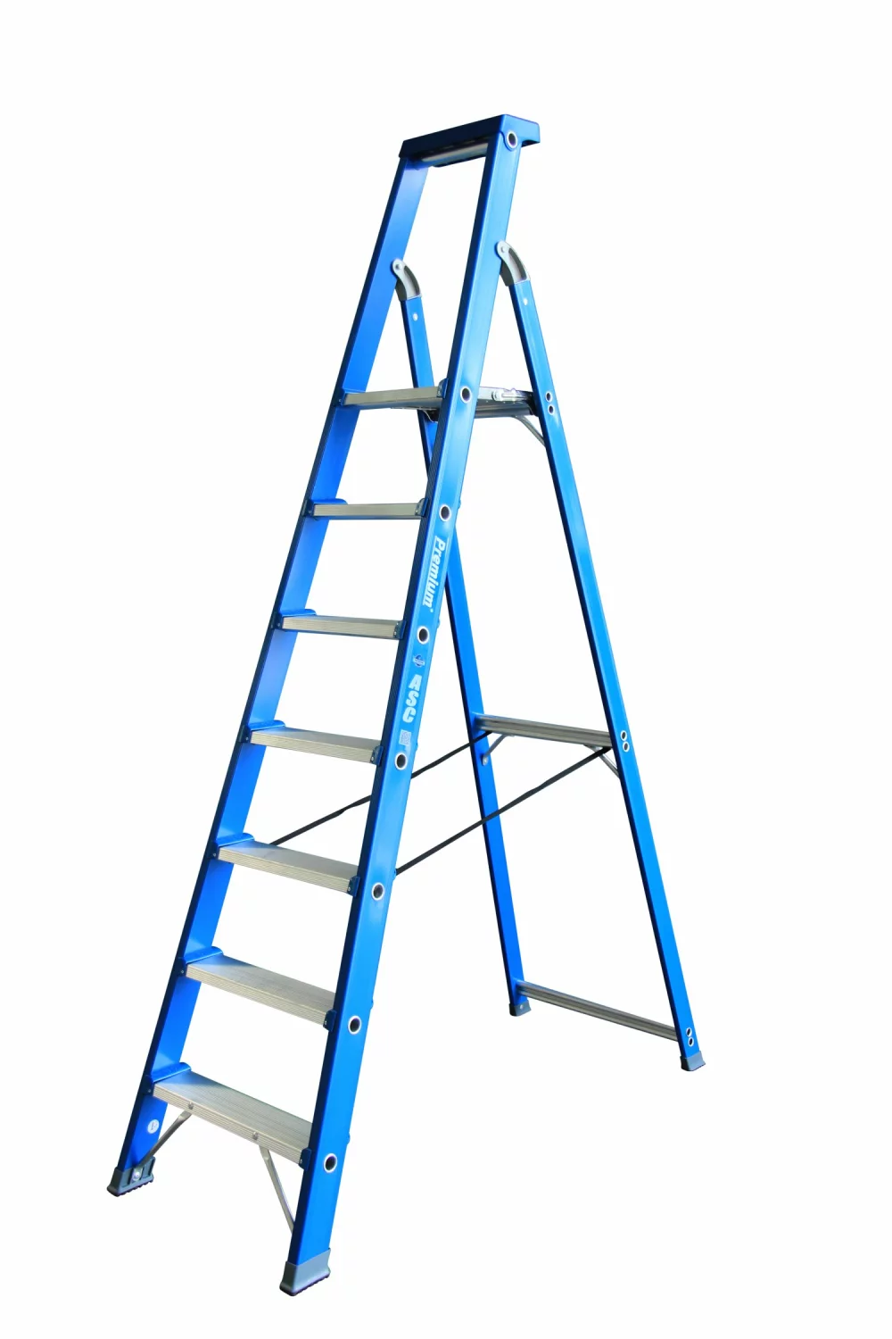 ASC 200305 Premium BT Trap - Enkel - Aluminium met blauwe coating - 7 treden - max. werkhoogte 3.75 m.
