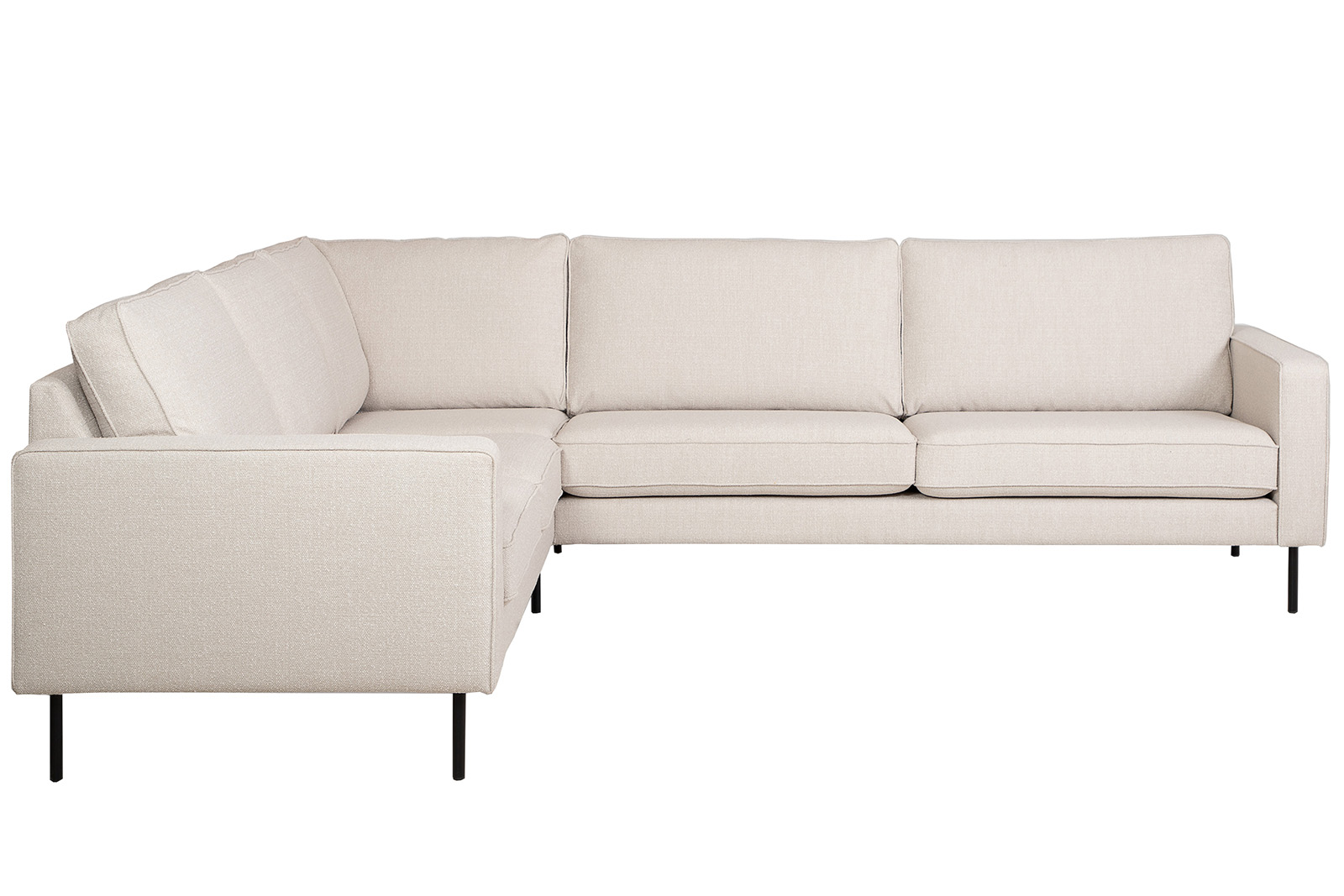 Westin hjørnesofa 23-seter hjørnesofa. I bouclétekstil Honor A3R1 Beige med sorte ben.
