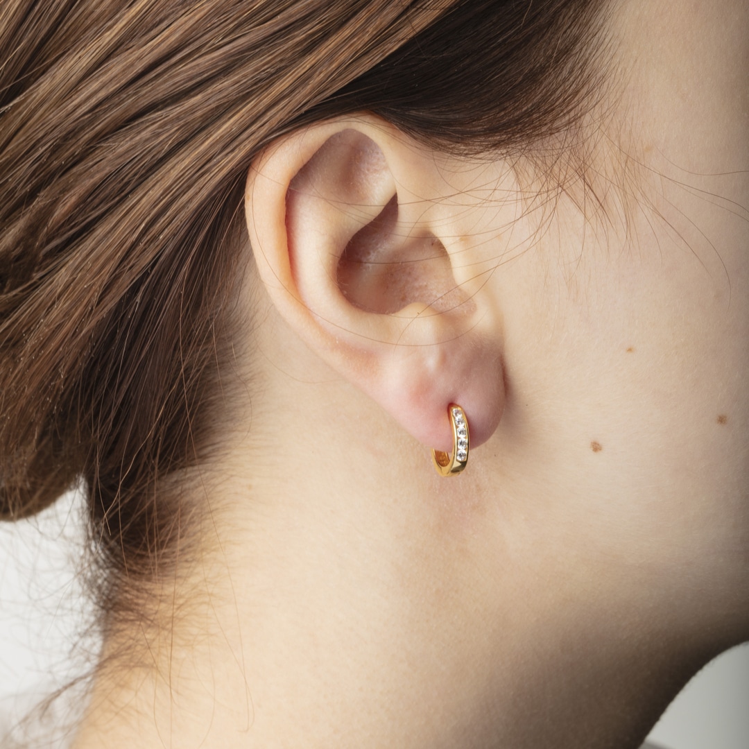 Kreolen 750/18 K Gelbgold Ø 12mm mit Zirkonia