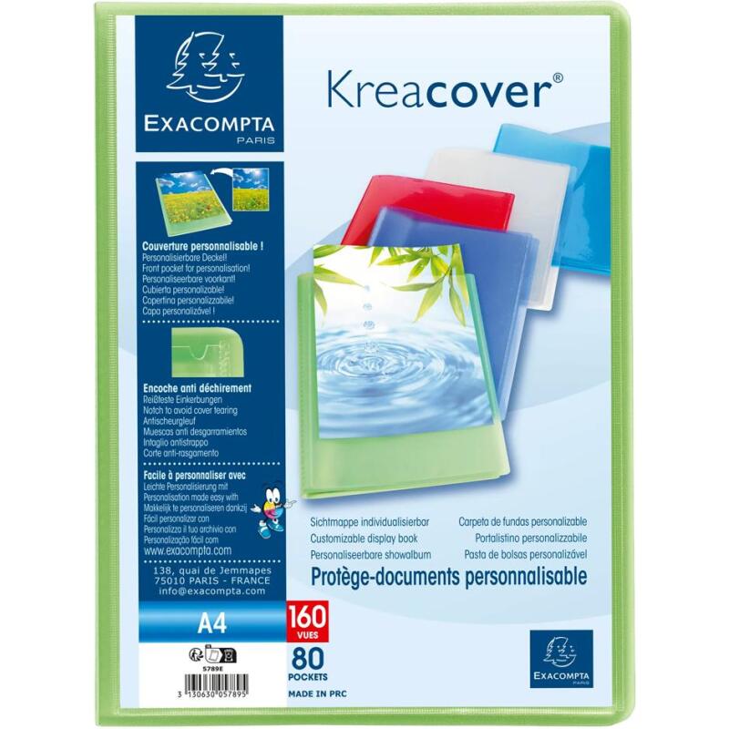 Protège-documents polypropylène semi-rigide KreaCover® Chromaline 80 pochettes - 160 vues - A4