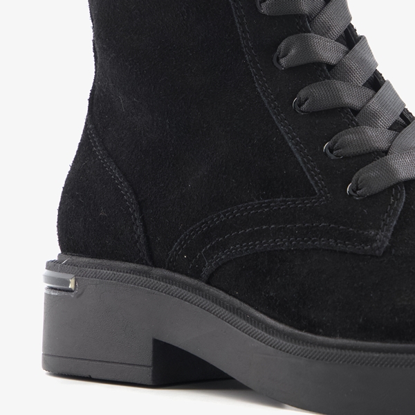 Hush Puppies suede dames veterboots zwart