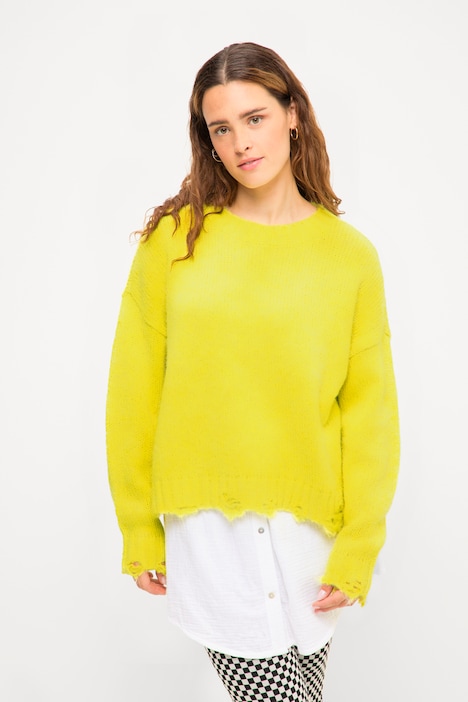 Pullover, oversized, destroyed Kanten, Langarm