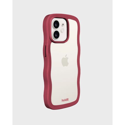 holdit Iphone 12/12 Pro Transparent Wavy Cover, Red Velvet/Transparent