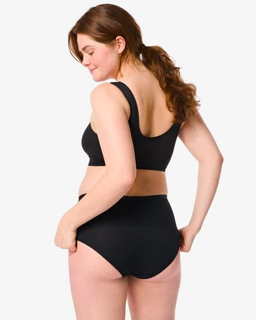 2 slips femme taille haute coton stretch noir