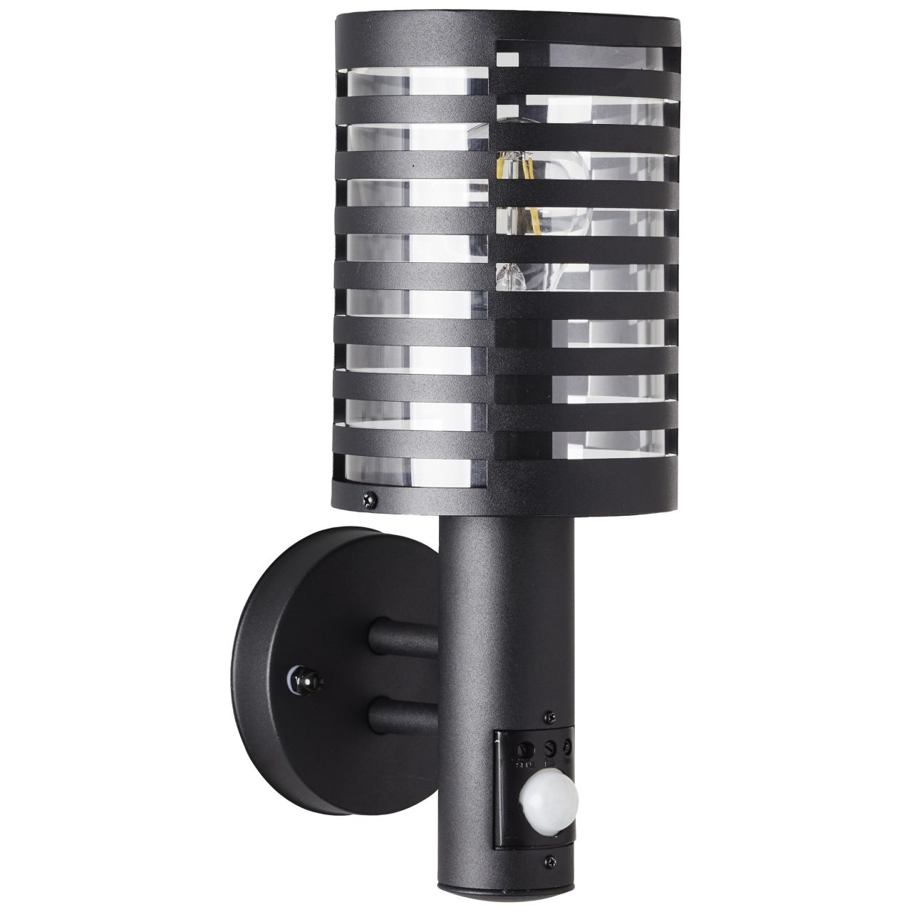BRILLIANT Lampe, Venlo Außenwandleuchte stehend Bewegungsmelder schwarz matt, Edelstahl/Kunststoff, 1x A60, E27, 40W,Normallampen (nicht enthalten)
