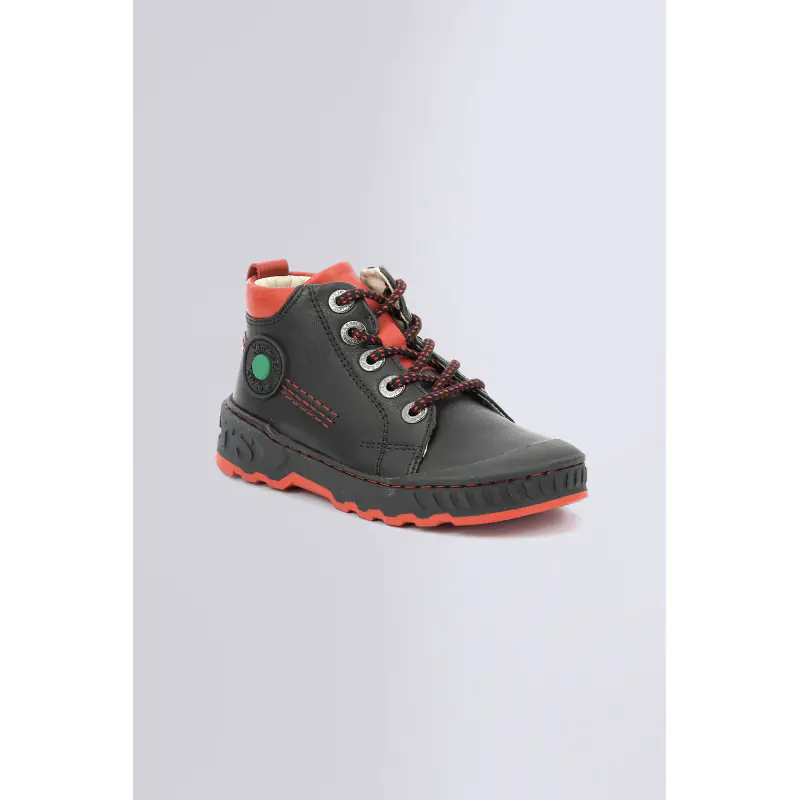 KICKDUNDY NOIR ROUGE SNEAKERS HAUTES Cuir Garçon