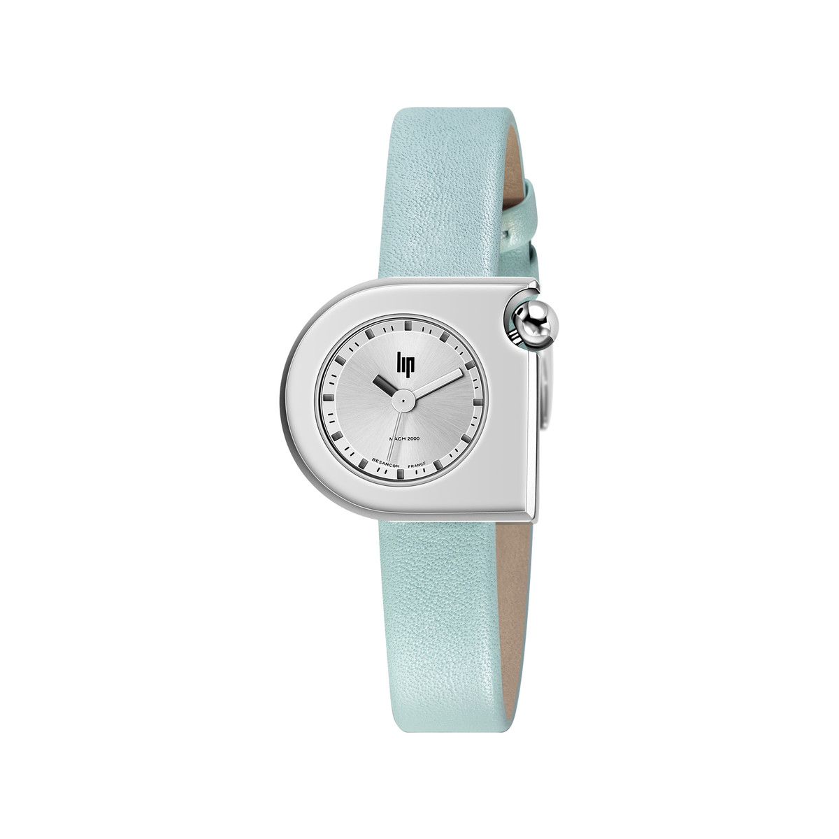 Montre LIP femme acier bracelet cuir bleu
