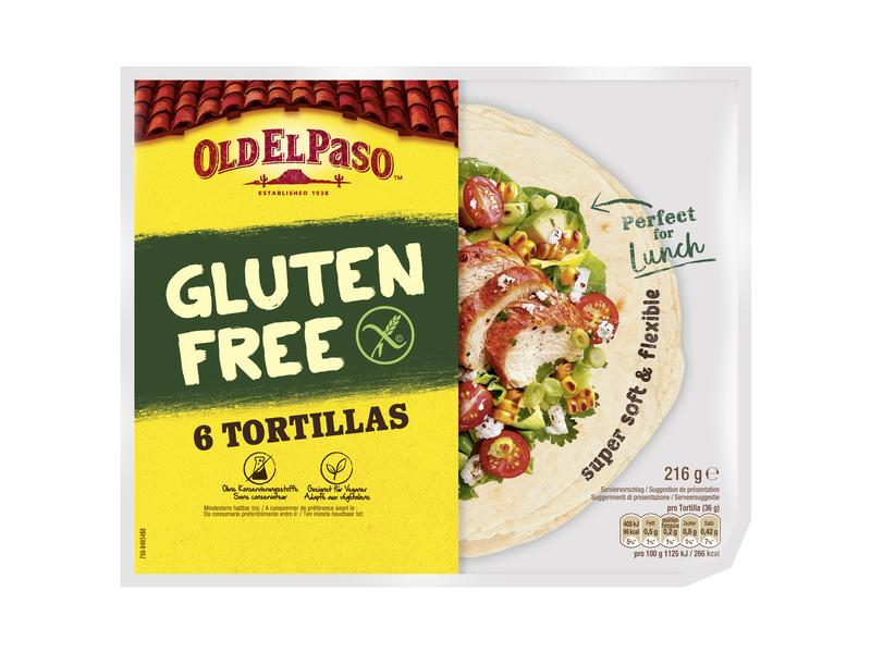 Old El Paso Glutenfreie Tortillas soft 6 Stück Glutenfreie Tortillas mit Tapiokastärke und Mais- und Quinoamehl