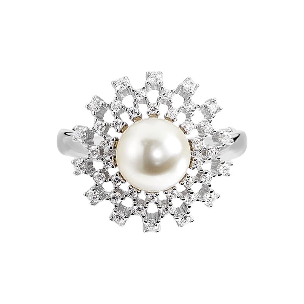 Bague Pearl Argent Blanc Oxyde De Zirconium