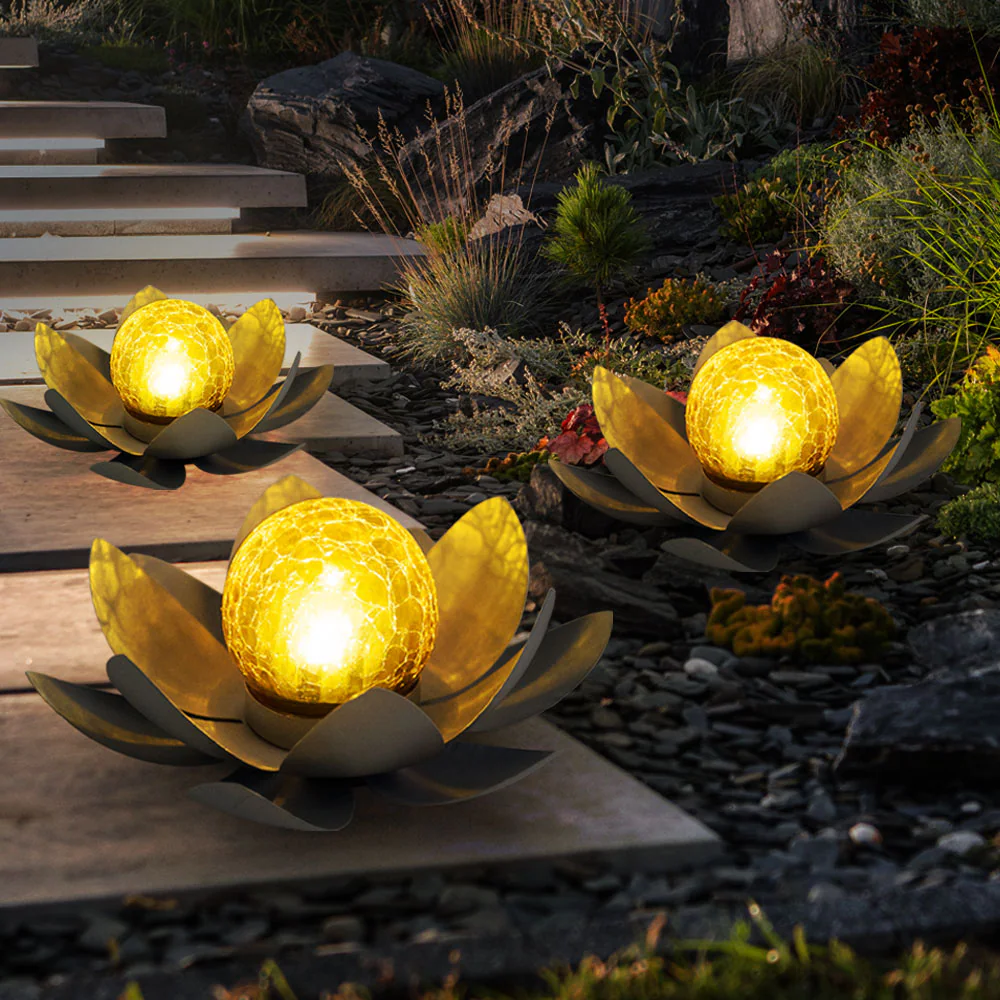 2er Set LED Solarleuchte, Lotusblume, 25 cm