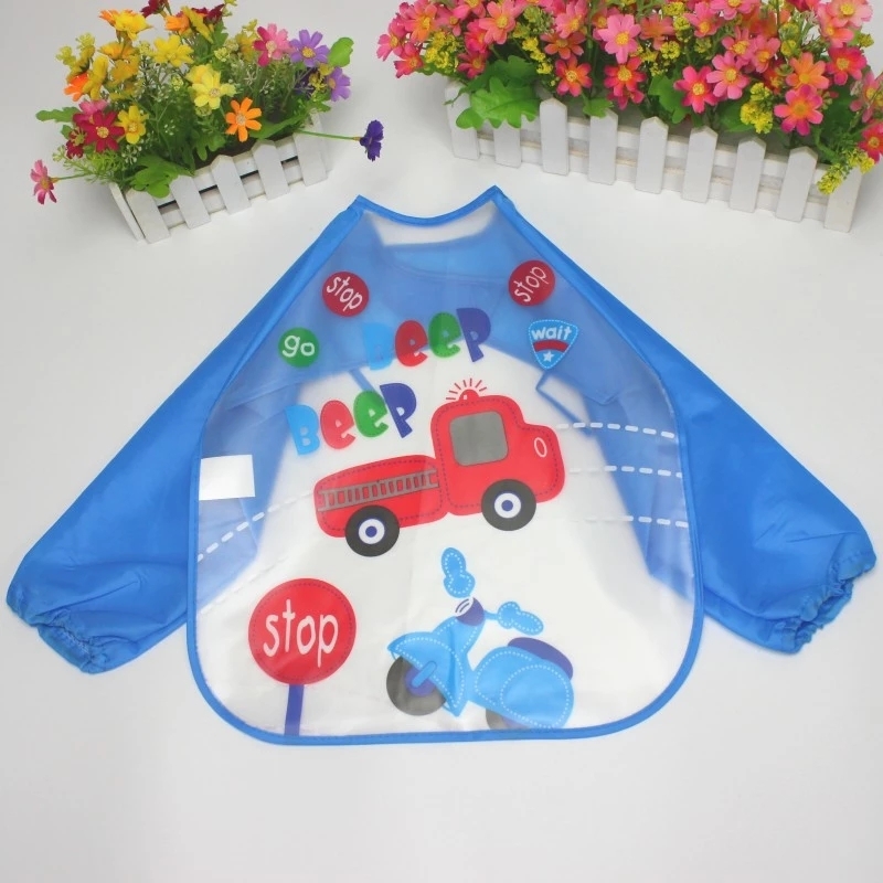 (3er Set) Kinder Lätzchen mit langen Ärmeln (One Size) - Blau / Grün / Gelb